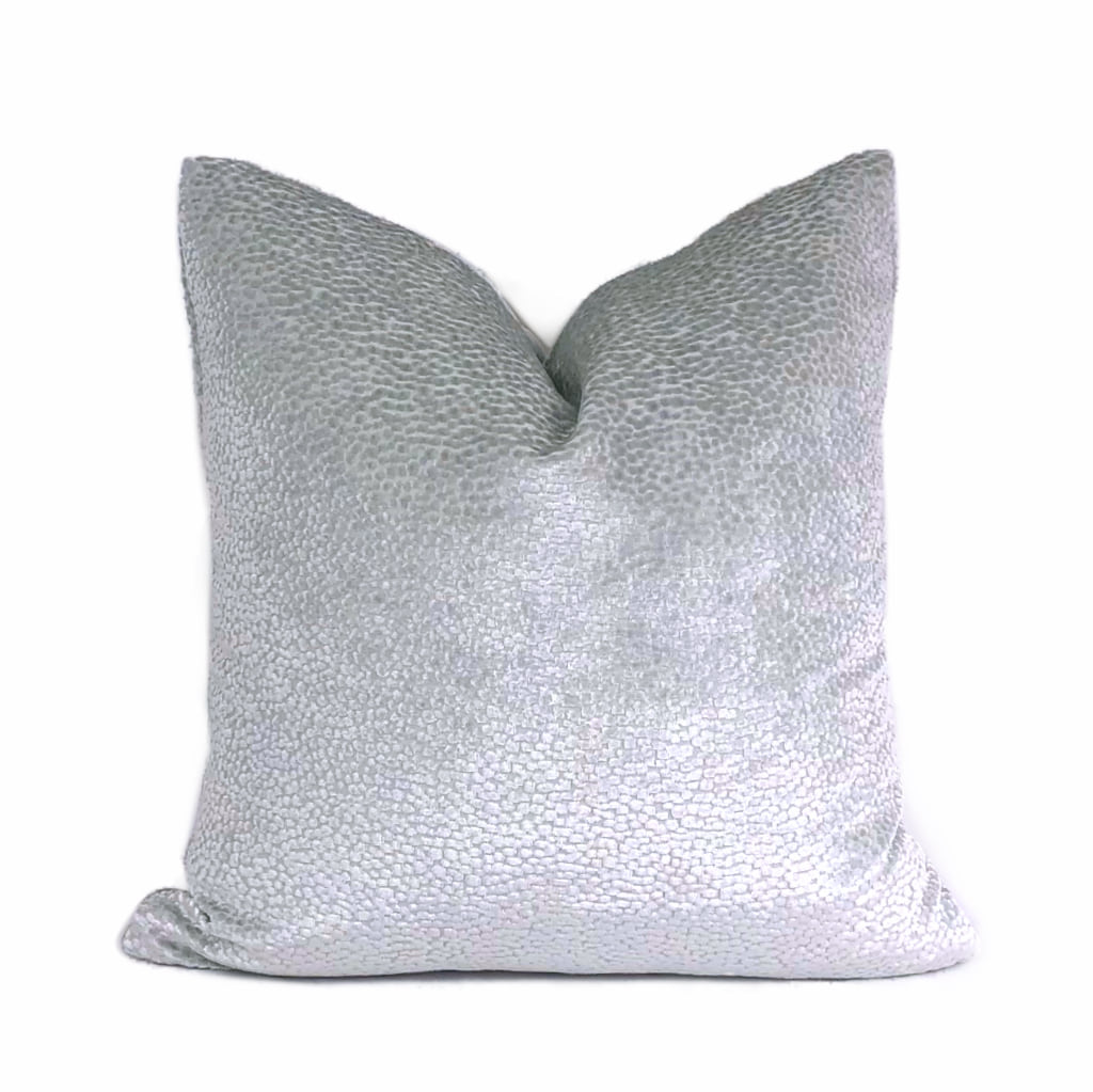 Comtessa Silver Ice Velvet Dots Pillow Cover by Aloriam
