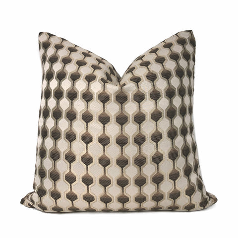Conrad Geometric Hexagon Brown Beige Pillow Cover