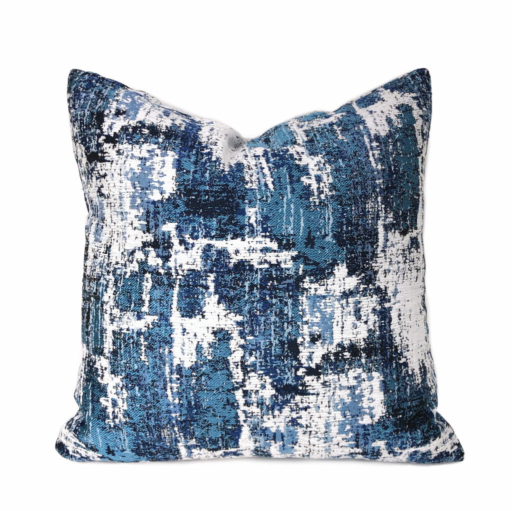 Conti Ocean Blue & White Abstract Woven Texture Pillow Cover
