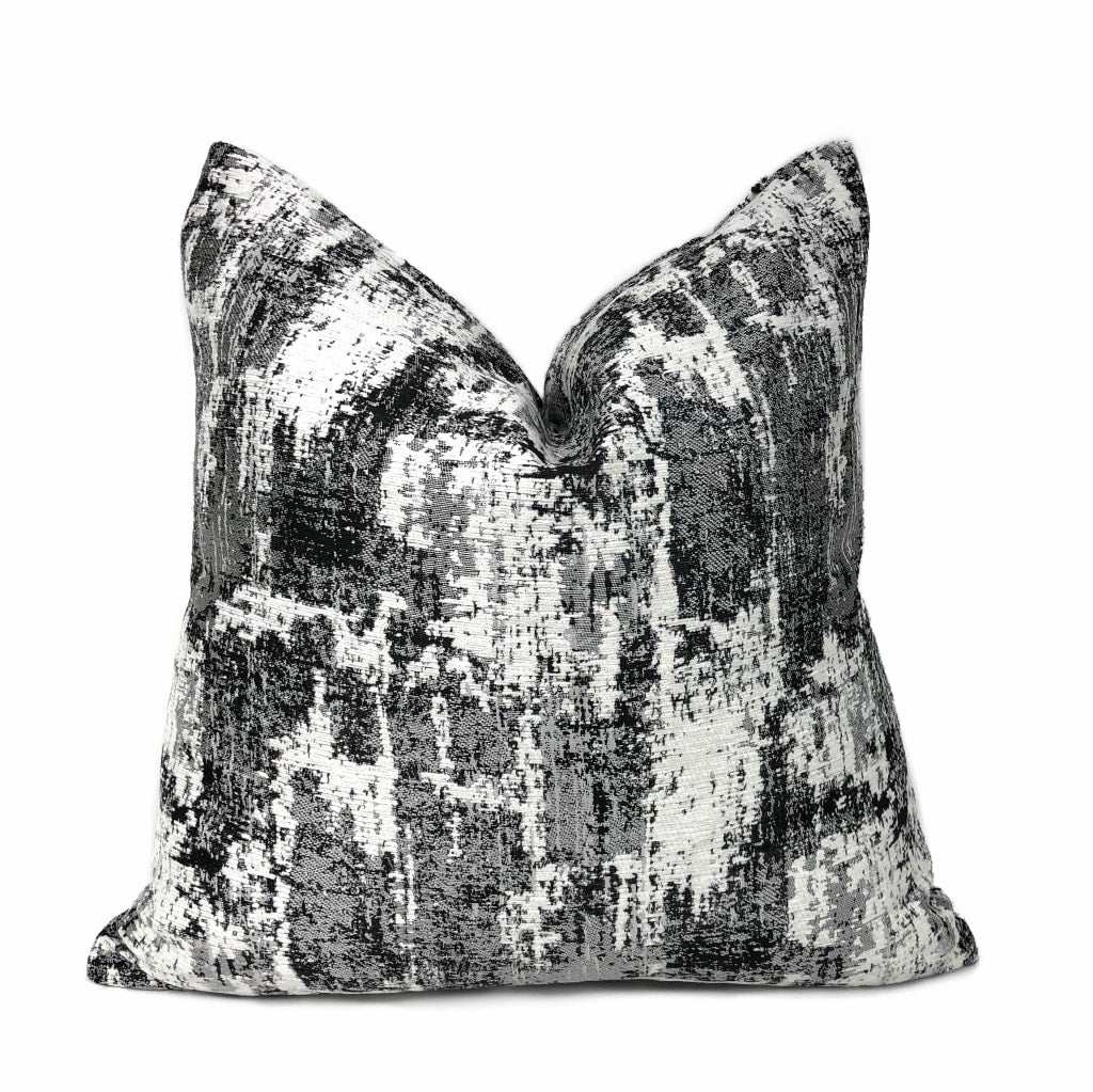 Conti Ocean Gray & White Abstract Woven Texture Pillow Cover by Aloriam