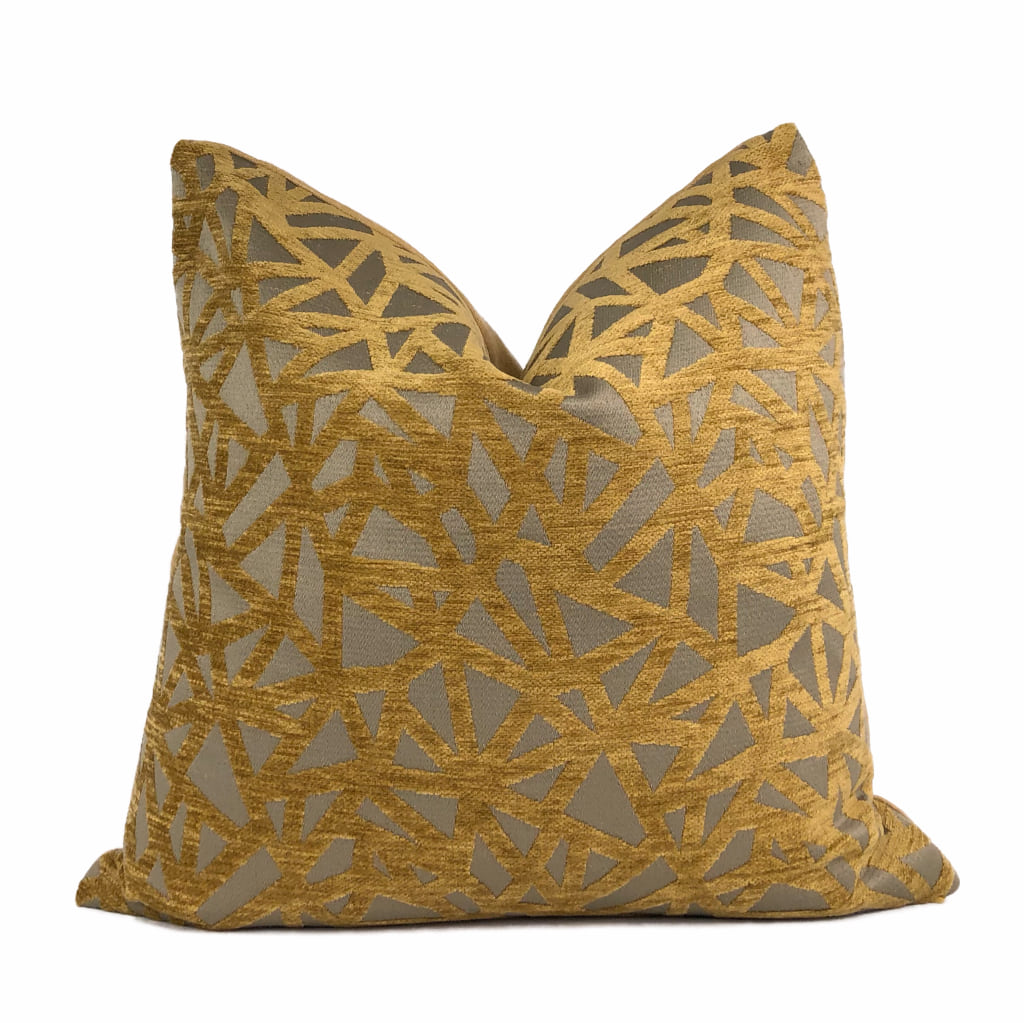 Kirby Golden Umber Brown Web Chenille Pillow Cover