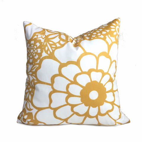 Thomas Paul Seedlings Fiesta Yellow White Floral Pillow Cover by Aloriam
