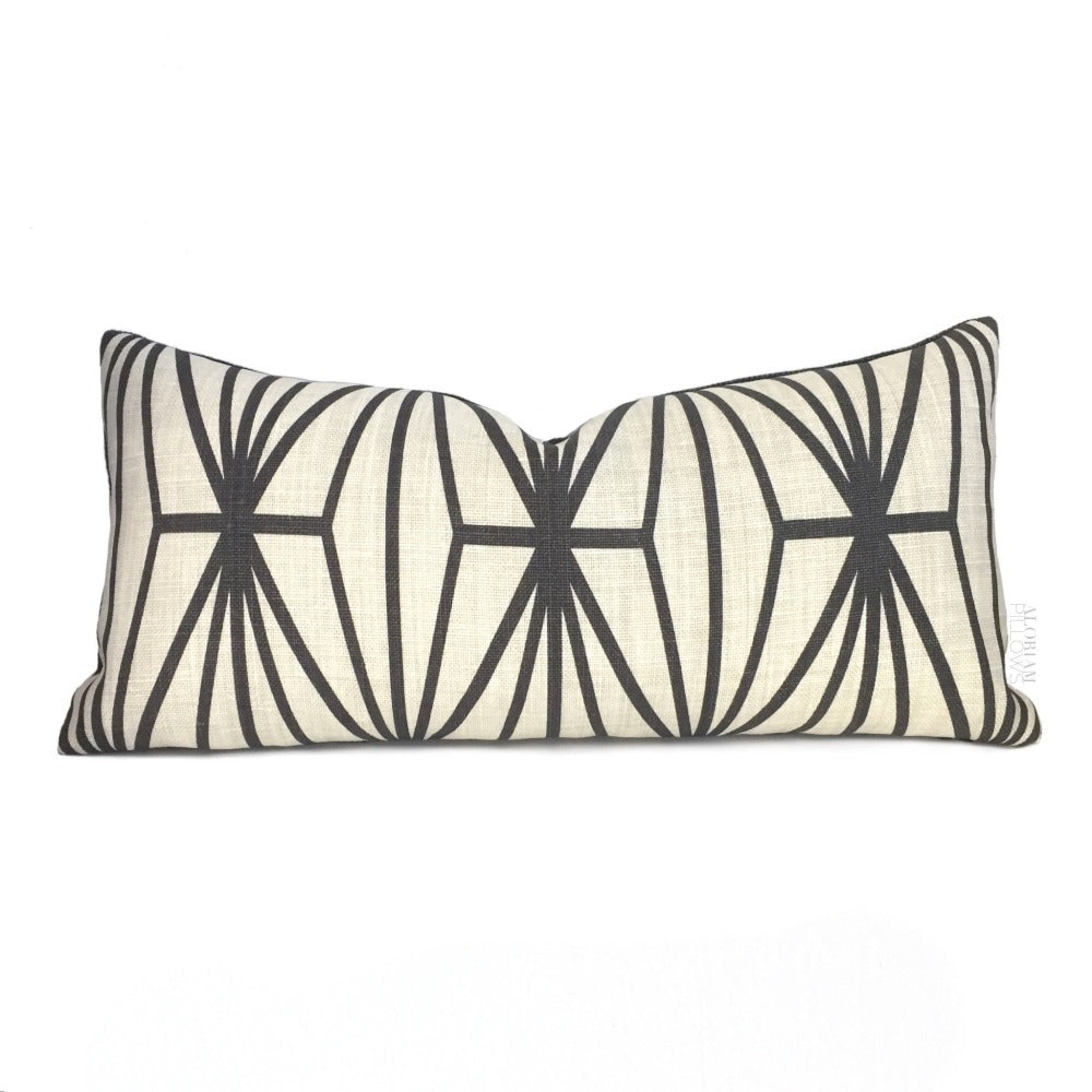 Kelly Wearstler Katana Ebony Geometric Lee Jofa Groundworks Designer Linen Pillow Cover - Fits 12X24 Insert