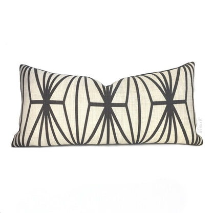 Kelly Wearstler Katana Ebony Geometric Lee Jofa Groundworks Designer Linen Pillow Cover - Fits 12X24 Insert