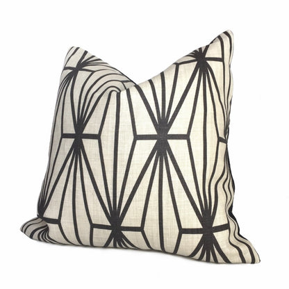 Kelly Wearstler Katana Ebony Geometric Lee Jofa Groundworks Designer Linen Pillow Cover