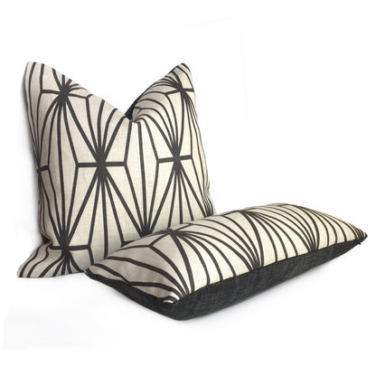 Kelly Wearstler Katana Ebony Geometric Lee Jofa Groundworks Designer Linen Pillow Cover