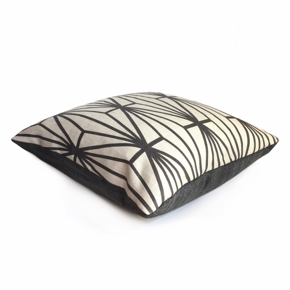 Kelly Wearstler Katana Ebony Geometric Lee Jofa Groundworks Designer Linen Pillow Cover
