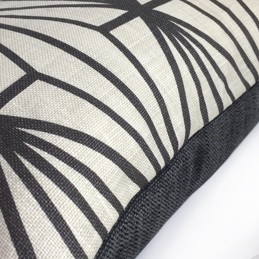 Kelly Wearstler Katana Ebony Geometric Lee Jofa Groundworks Designer Linen Pillow Cover