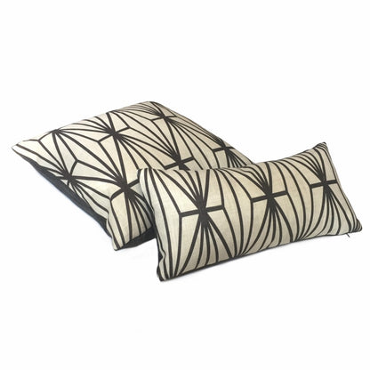 Kelly Wearstler Katana Ebony Geometric Lee Jofa Groundworks Designer Linen Pillow Cover