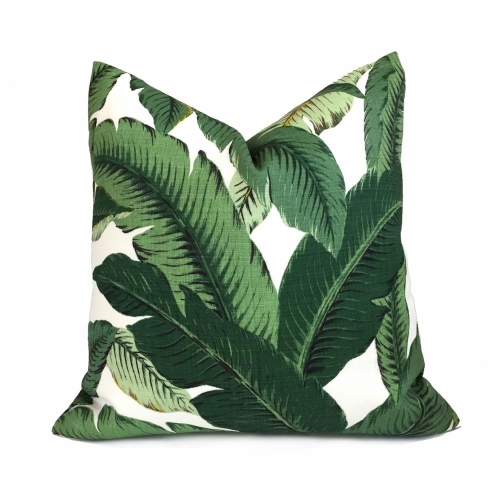 Tommy Bahama Swaying Palm Leaves Green White Indoor Outdoor Pillow Cover
