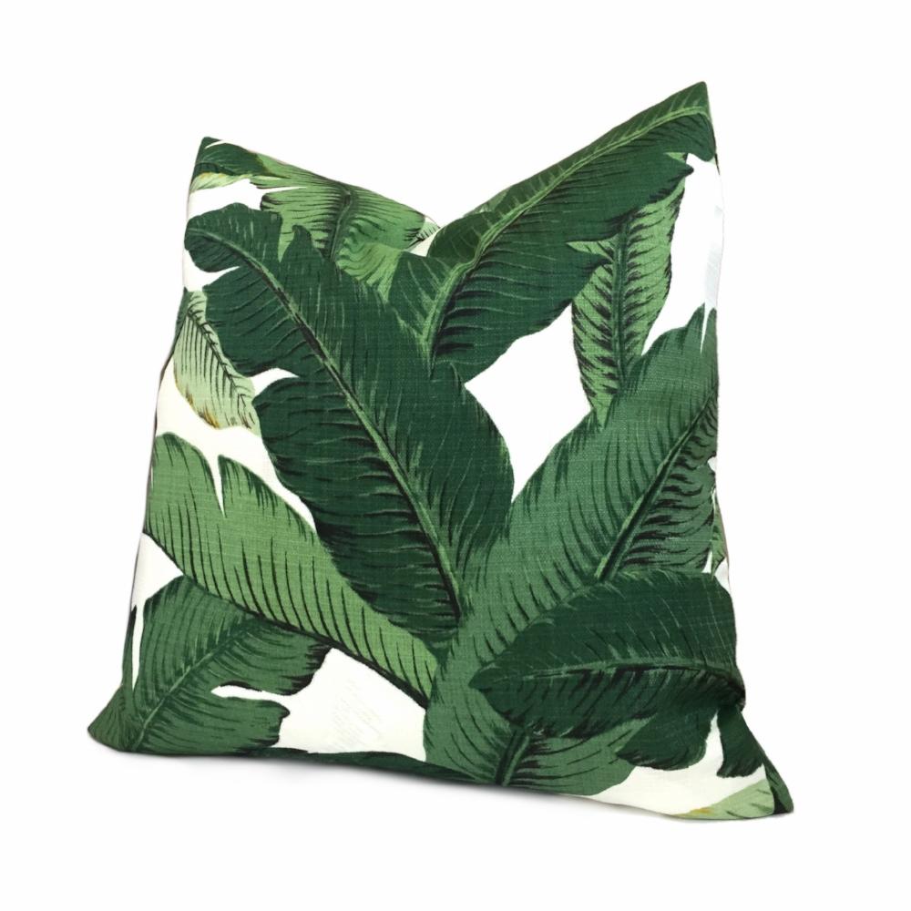 Tommy Bahama Swaying Palm Leaves Green White Indoor Outdoor Throw Pillow 16x16 18x18 20x20 22x22