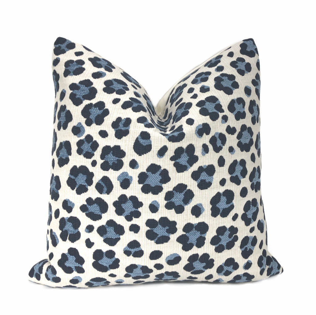 Thibaut Trixie Blue Off-White Woven Leopard Print Pillow Cover