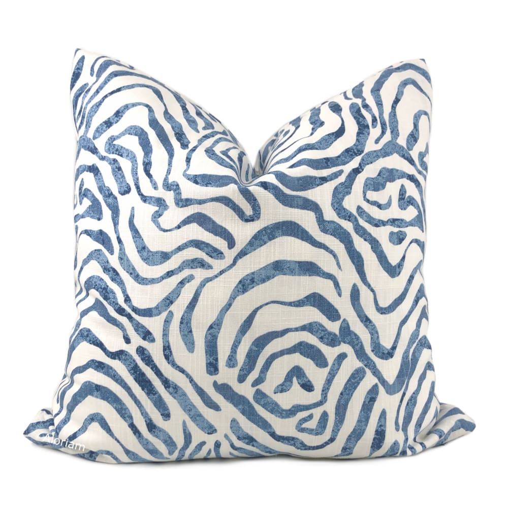 Aeryn Blue White Wavy Lines Pillow Cover - Aloriam