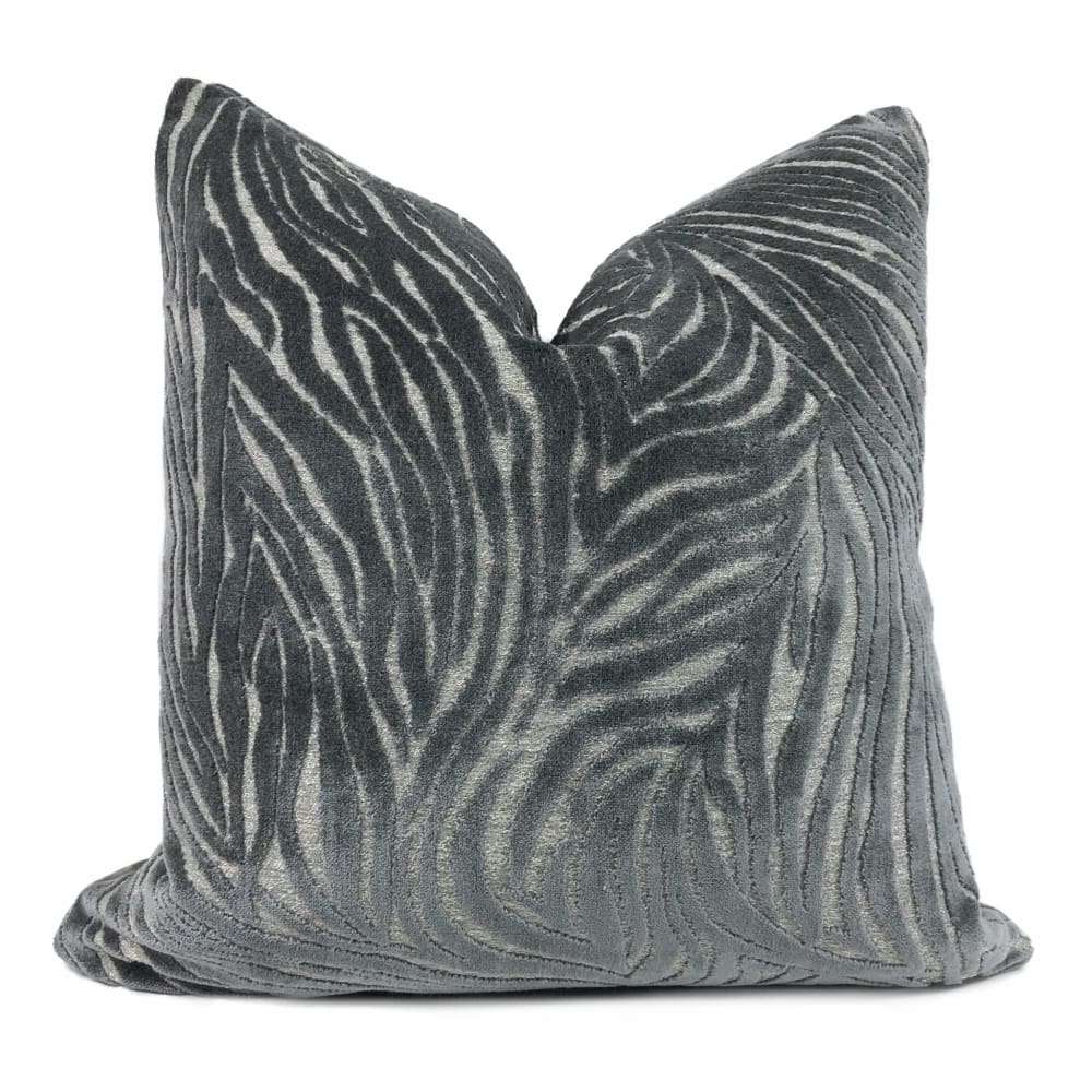 Alden Dark Gray Abstract Cut Velvet Pillow Cover - Aloriam