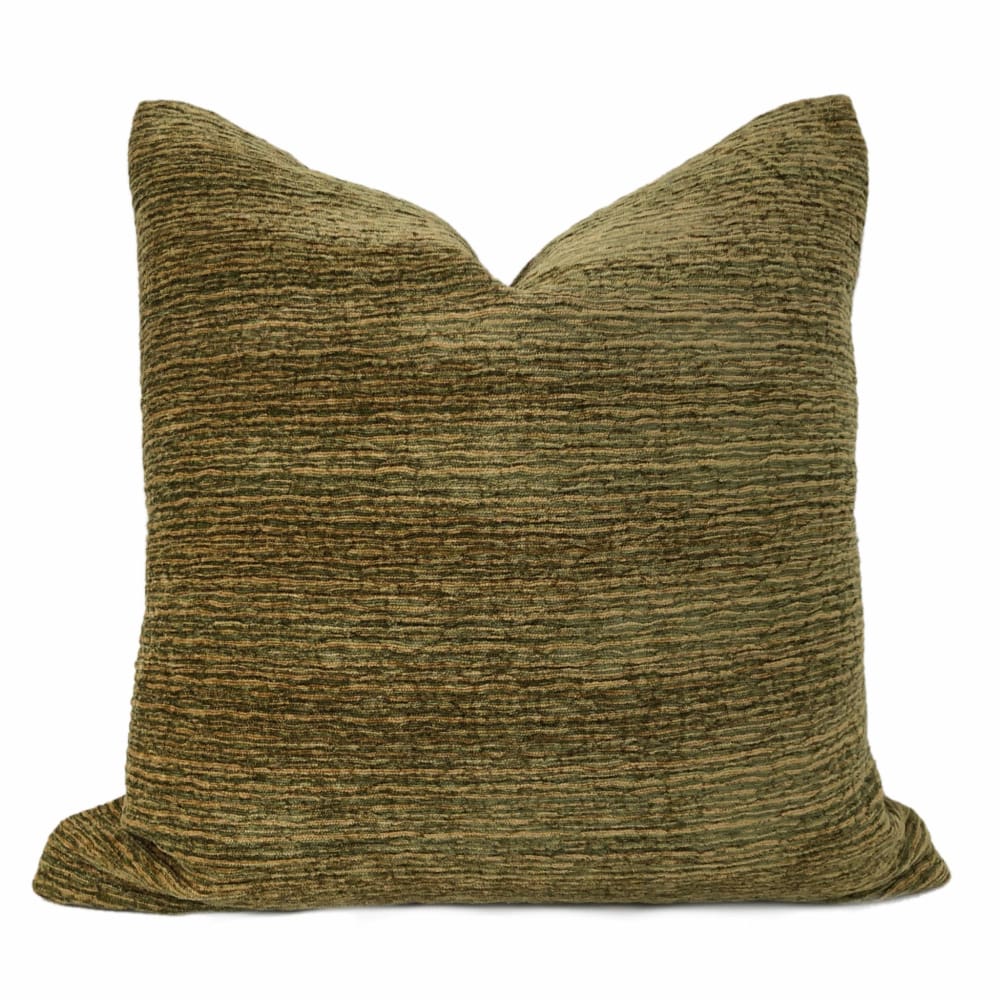 Algonquin Brown Green Ridged Chenille Texture Pillow Cover - Aloriam