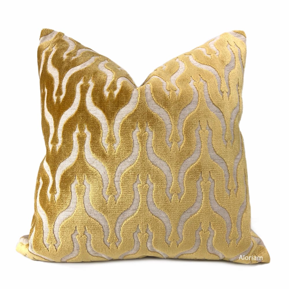 Alhambra Golden Brown Ogee Lattice Cut Velvet Pillow Cover - Aloriam