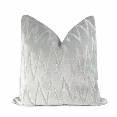 Altan Flame Stitch Chevron Light Gray Velvet Pillow Cover - Aloriam