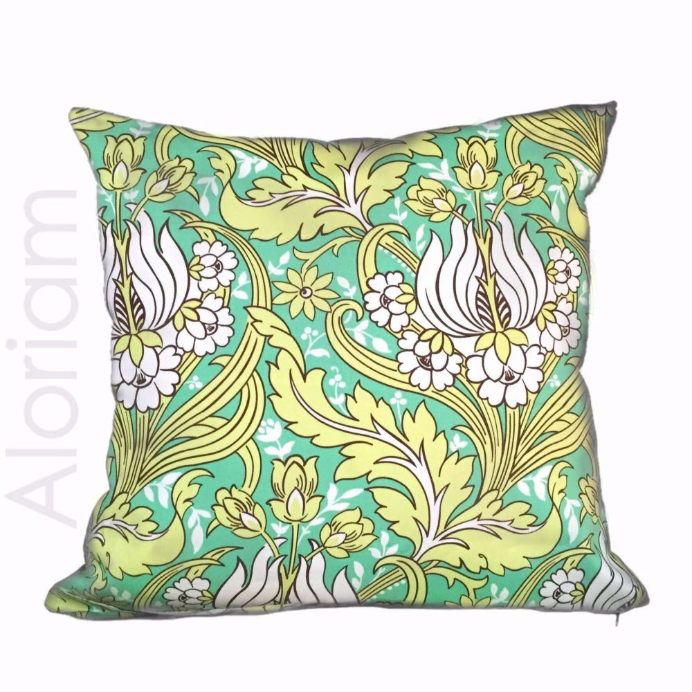Amy Butler Lotus Temple Green Lime White Floral Pillow Cover Cushion Pillow Case Euro Sham 16x16 18x18 20x20 22x22 24x24 26x26 28x28 Lumbar Pillow 12x18 12x20 12x24 14x20 16x26 by Aloriam
