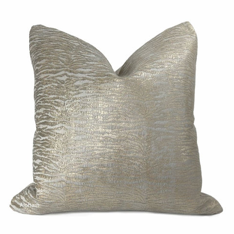 Annika Griege Grayish Beige Metallic Tiger Pillow Cover - Aloriam