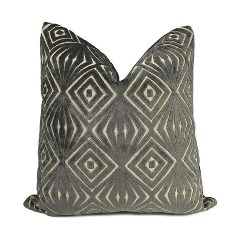 Antoni Seal Gray Geometric Cut Velvet Pillow Cover Pillow Sham 16x16 18x18 20x20 22x22 24x24 26x26 28x28
