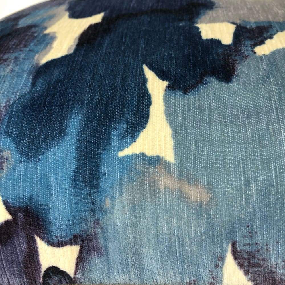 Aquarelle Blue Ivory Watercolor Style Floral Chenille Pillow Cover - Aloriam