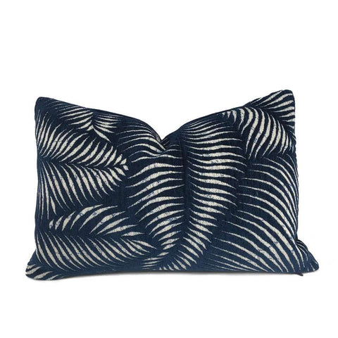 Arcadia Navy Blue Botanical Ferns Chenille Pillow Cover Cushion Pillow Case Euro Sham 16x16 18x18 20x20 22x22 24x24 26x26 28x28 Lumbar Pillow 12x18 12x20 12x24 14x20 16x26 by Aloriam