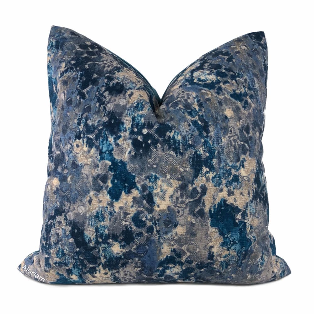 Arden Blue Gray Abstract Floral Pillow Cover - Aloriam