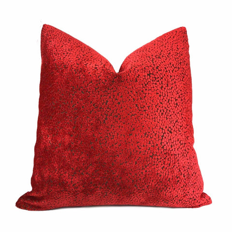 Christmas Red Abstract Cut Velvet Dots Pillow Cover 20x20