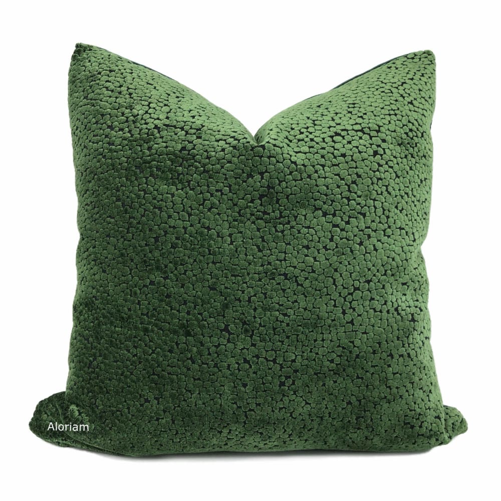 Ascott Forest Green Abstract Cut Velvet Dots Pillow Cover - Aloriam