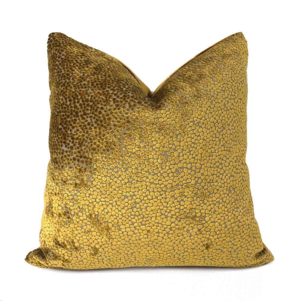 Ascott Harvest Gold Abstract Cut Velvet Dots Pillow Cover