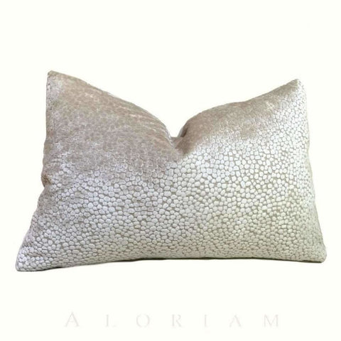 Designer Abstract Cut Velvet Dots Natural Cream Velvet Pillow Cover