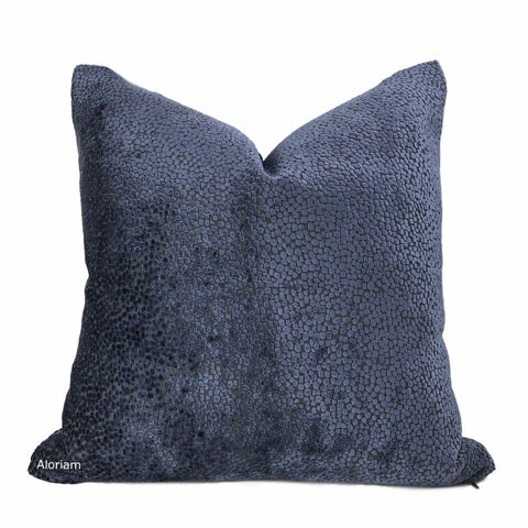 Ascott Navy Blue Abstract Cut Velvet Dots Pillow Cover - Aloriam