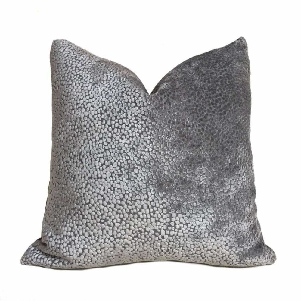 Pewter Gray Abstract Cut Velvet Dots Pillow Cover 20x20