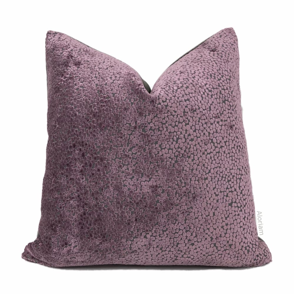 Ascott Plum Purple Abstract Cut Velvet Dots Pillow Cover - Aloriam