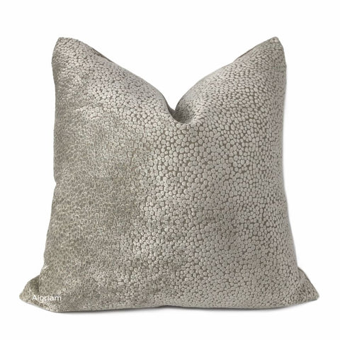 Ascott Taupe Beige Abstract Cut Velvet Dots Pillow Cover - Aloriam