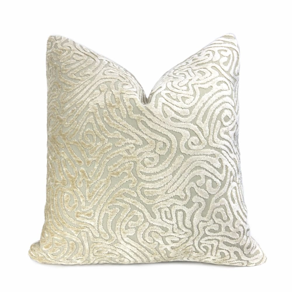 Asriel Ivory Beige Freeform Swirl Texture Pillow Cover - Aloriam