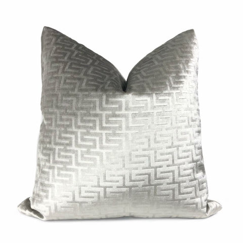 Athena Gray Stone Greek Key Velvet Pillow Cover - Aloriam