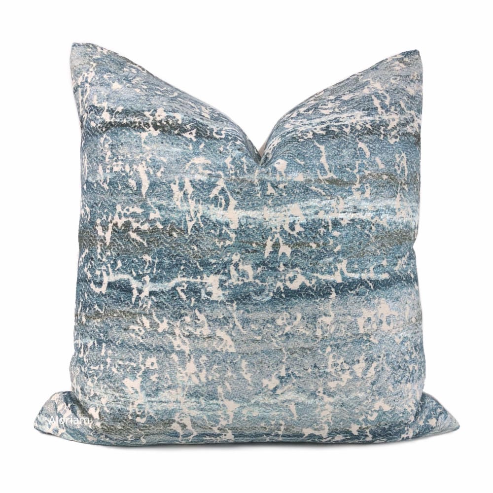 Atlantis Watery Blues Abstract Texture Pillow Cover - Aloriam