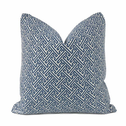 Atlas Navy Blue Greek Key Geometric Pillow Cover - Aloriam
