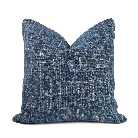 Bailey Ocean Blue Tweed Textured Pillow Cover Cushion Pillow Case Euro Sham 16x16 18x18 20x20 22x22 24x24 26x26 28x28 Lumbar Pillow 12x18 12x20 12x24 14x20 16x26 by Aloriam