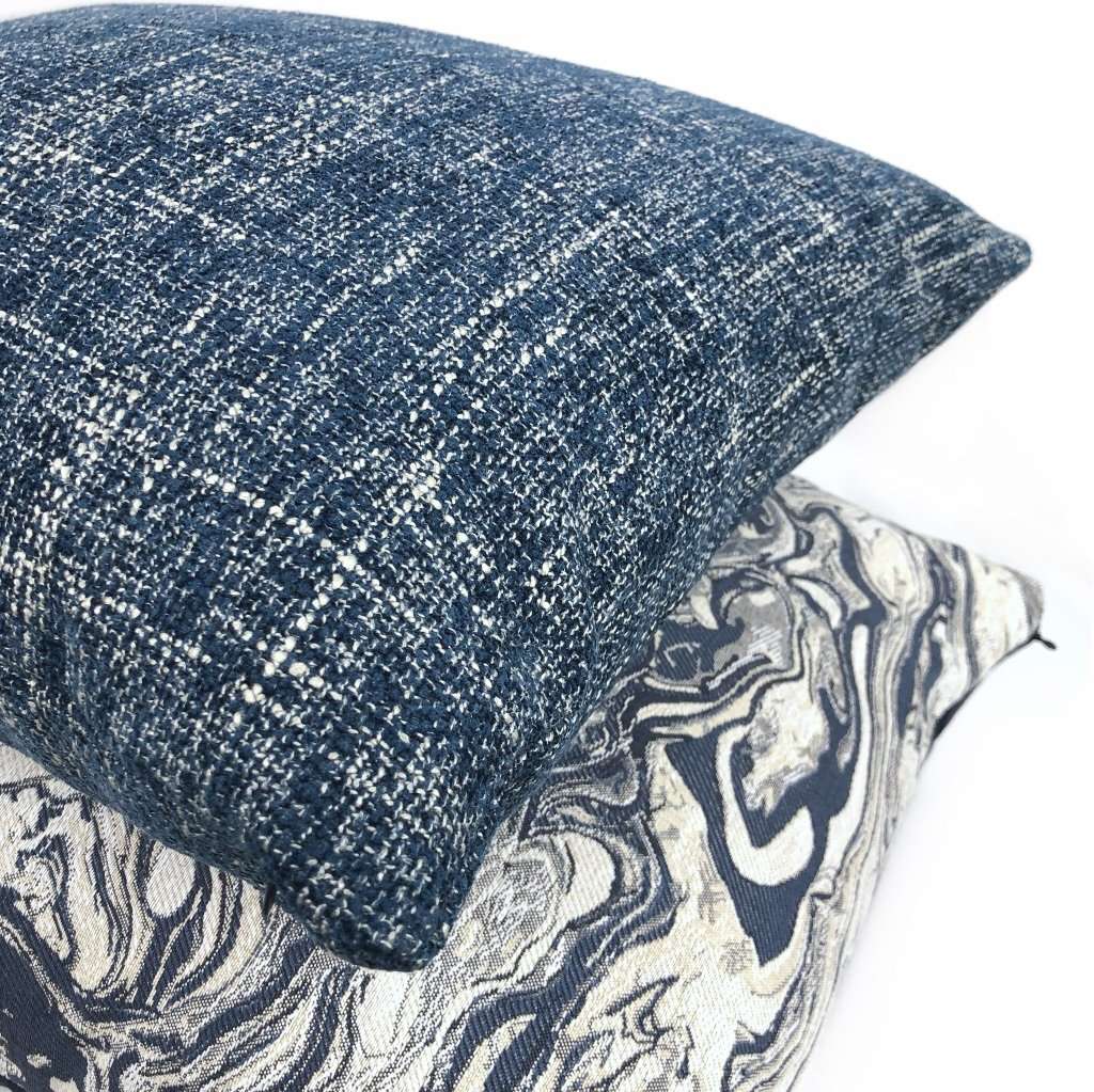 Bailey Ocean Blue Tweed Textured Pillow Cover