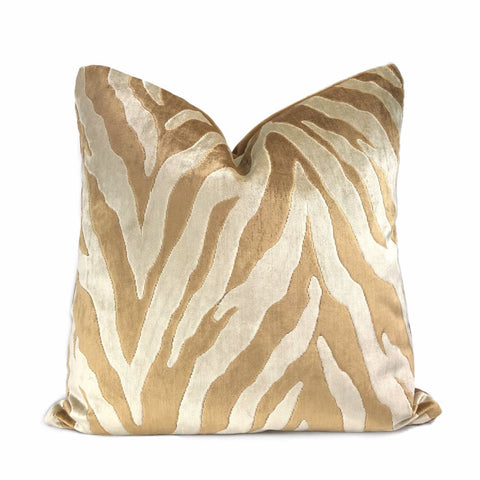 Bantu Brown & Cream Animal Stripe Velvet Pillow Cover - Aloriam