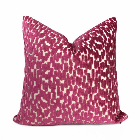 Bellini Berry Pink Large Velvet Dots Texture Pillow Cover Cushion Pillow Case Euro Sham 16x16 18x18 20x20 22x22 24x24 26x26 28x28 Lumbar Pillow 12x18 12x20 12x24 14x20 16x26 by Aloriam