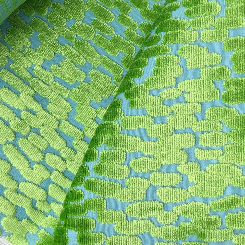 Bellini Lime Green Aqua Blue Cut Velvet Dots Pillow Cover – Aloriam