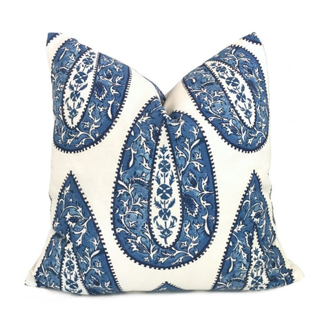 Bindi Blue Teardrop Paisley Motif Pillow Cover (Made from Lacefield Designs fabric) - Aloriam
