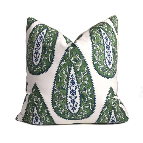 Bindi Kelly Green Teardrop Paisley Motif Pillow Cover (Made from Lacefield Designs fabric) Cushion Pillow Case Euro Sham 16x16 18x18 20x20 22x22 24x24 26x26 28x28 Lumbar Pillow 12x18 12x20 12x24 14x20 16x26 by Aloriam