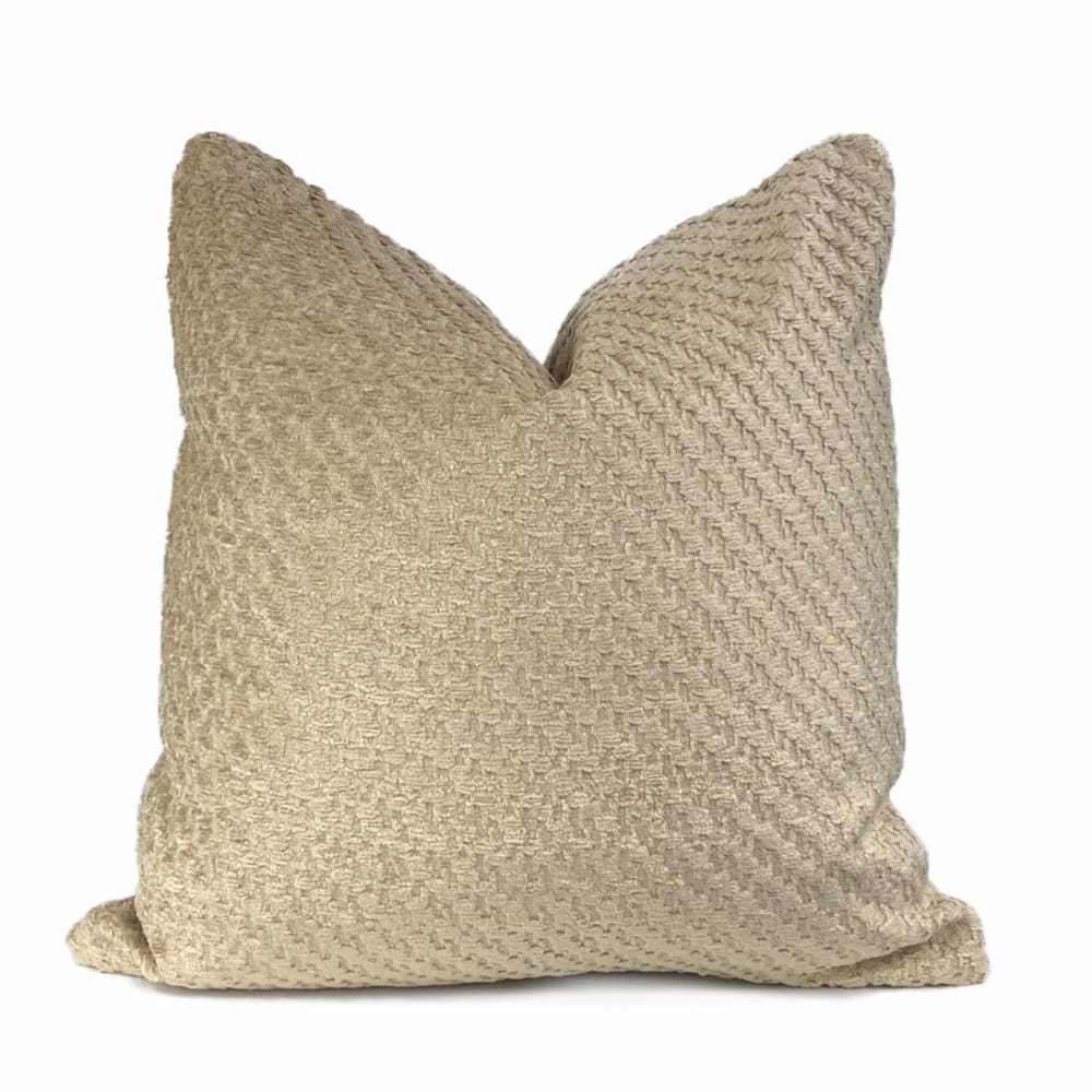 Bismarck Wheat Beige Soft Textured Chenille Pillow Cover - Aloriam
