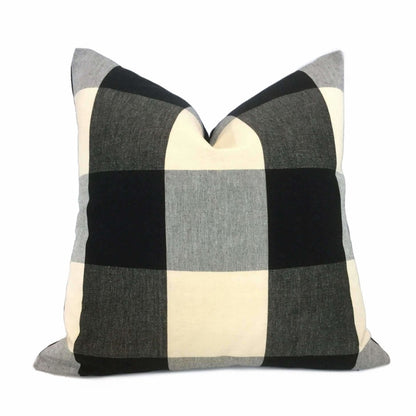 Black Gray Cream Buffalo Plaid Large Checks Pillow Cover โ Aloriam