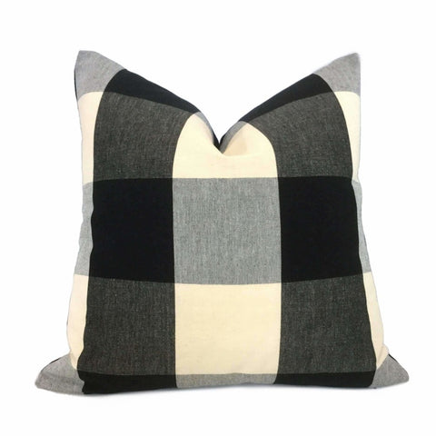 Black Gray Cream Buffalo Plaid Pillow Cover