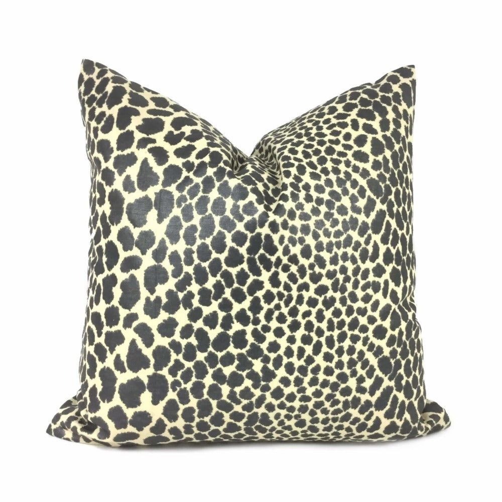 Black Pearl Beige Leopard Spot Cotton Print Pillow Cover
